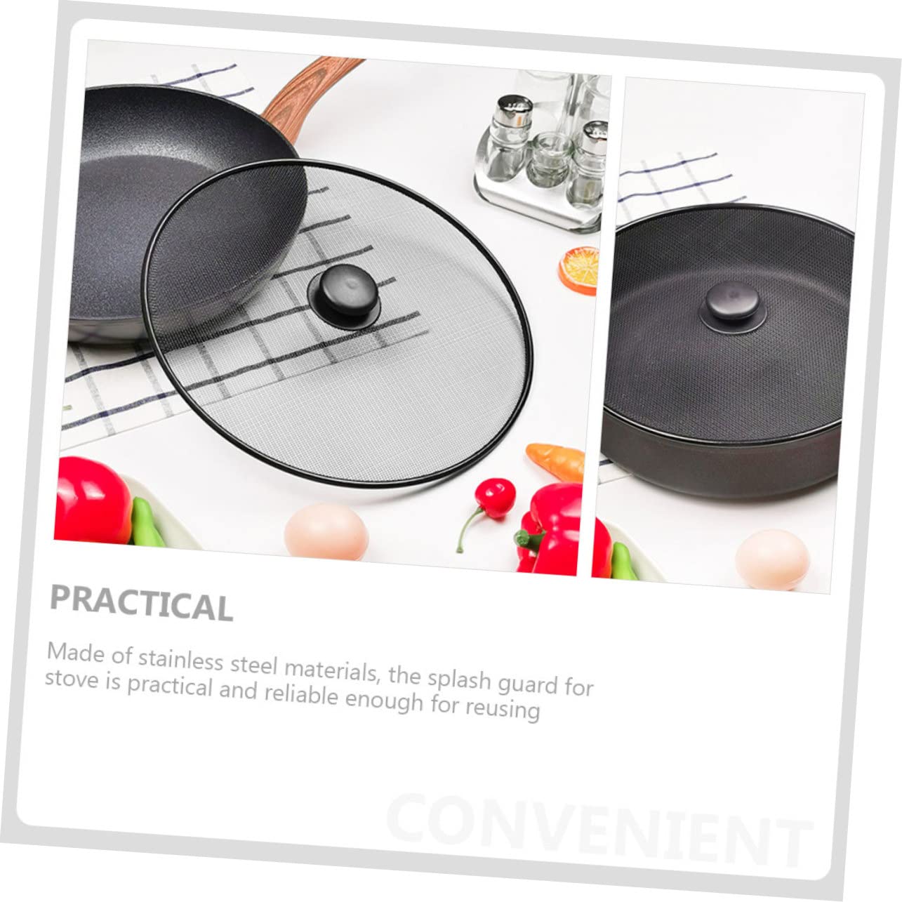 LALADEFIEE 2pcs Cooking Screen for Frying Pan Grease Splatter Guard Practical Mesh Pot Lid Covers for Safe Cooking and Splatter Protection