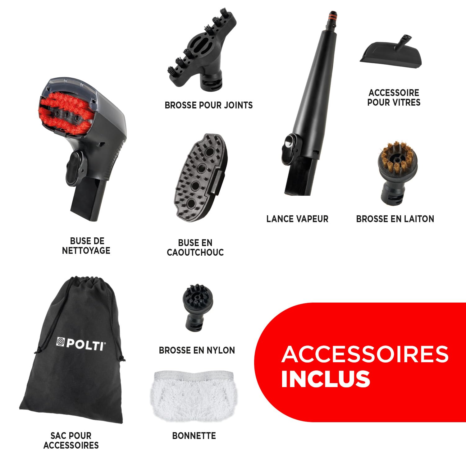 Polti StainOver SC20, shampouineusevapeur 4 en 1 pour éliminer les taches, détacheur avec fonction vapeur, idéal pour les propriétaires d'animaux, 9 accessoires inclus, Gris Clair