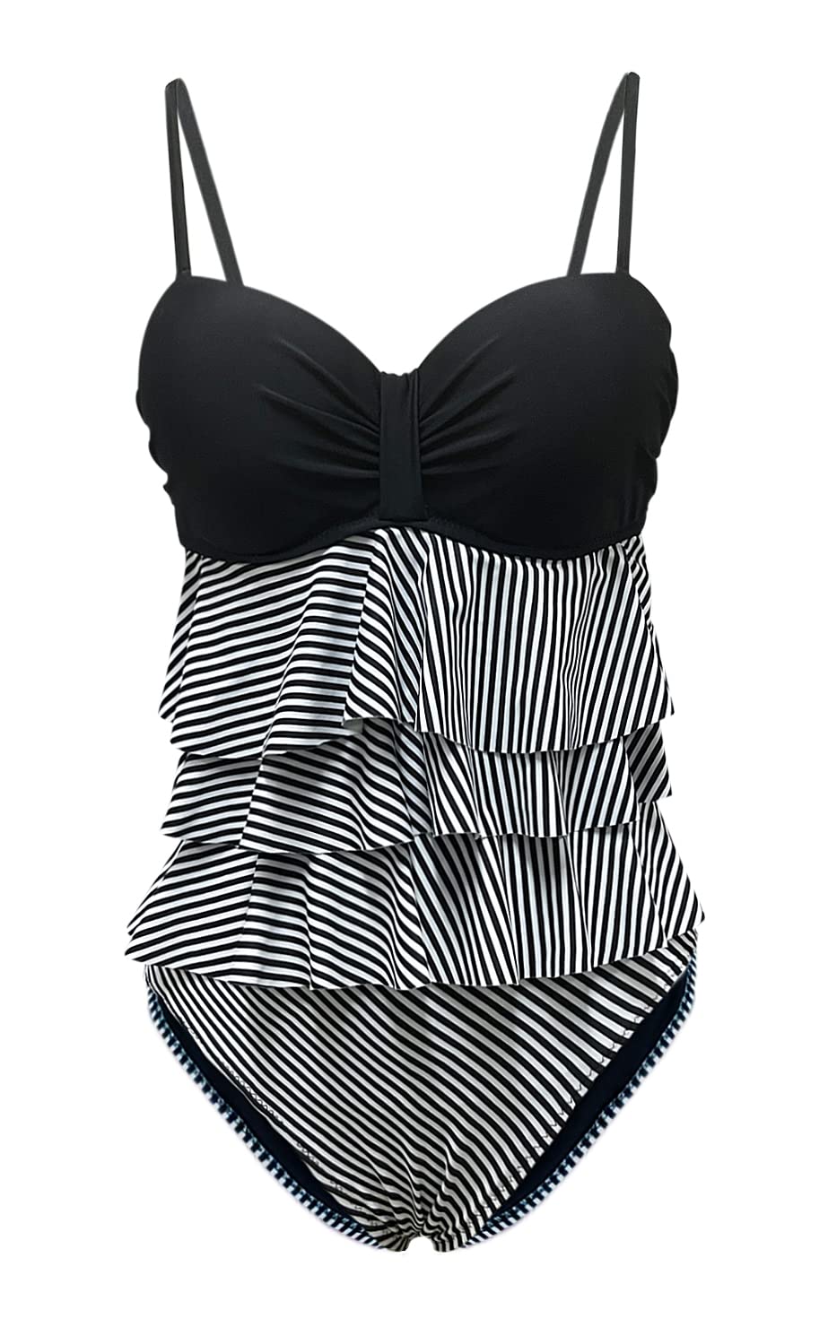 Bañadores Mujer Traje de Baño Una Pieza Reductores Cintura Alta con Volantes Push Up Bañador Halter