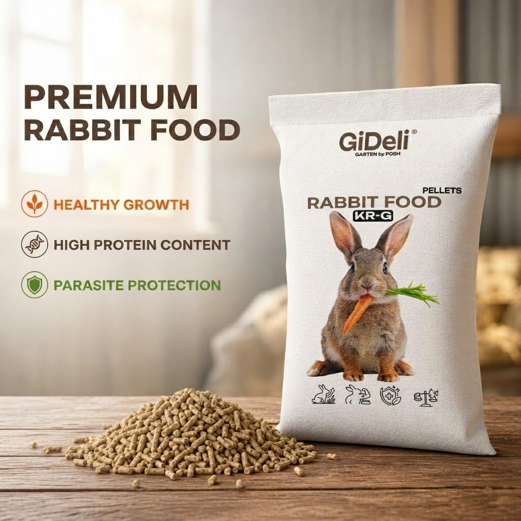 GiDeli Granulés pour Lapin 25kg - Aliment Complet à Base de Luzerne et Céréales avec Coccidiostatique - Idéal pour Lapin Adulte, Lapereau et Nain - sans Tri Sélectif - 17% Protéines