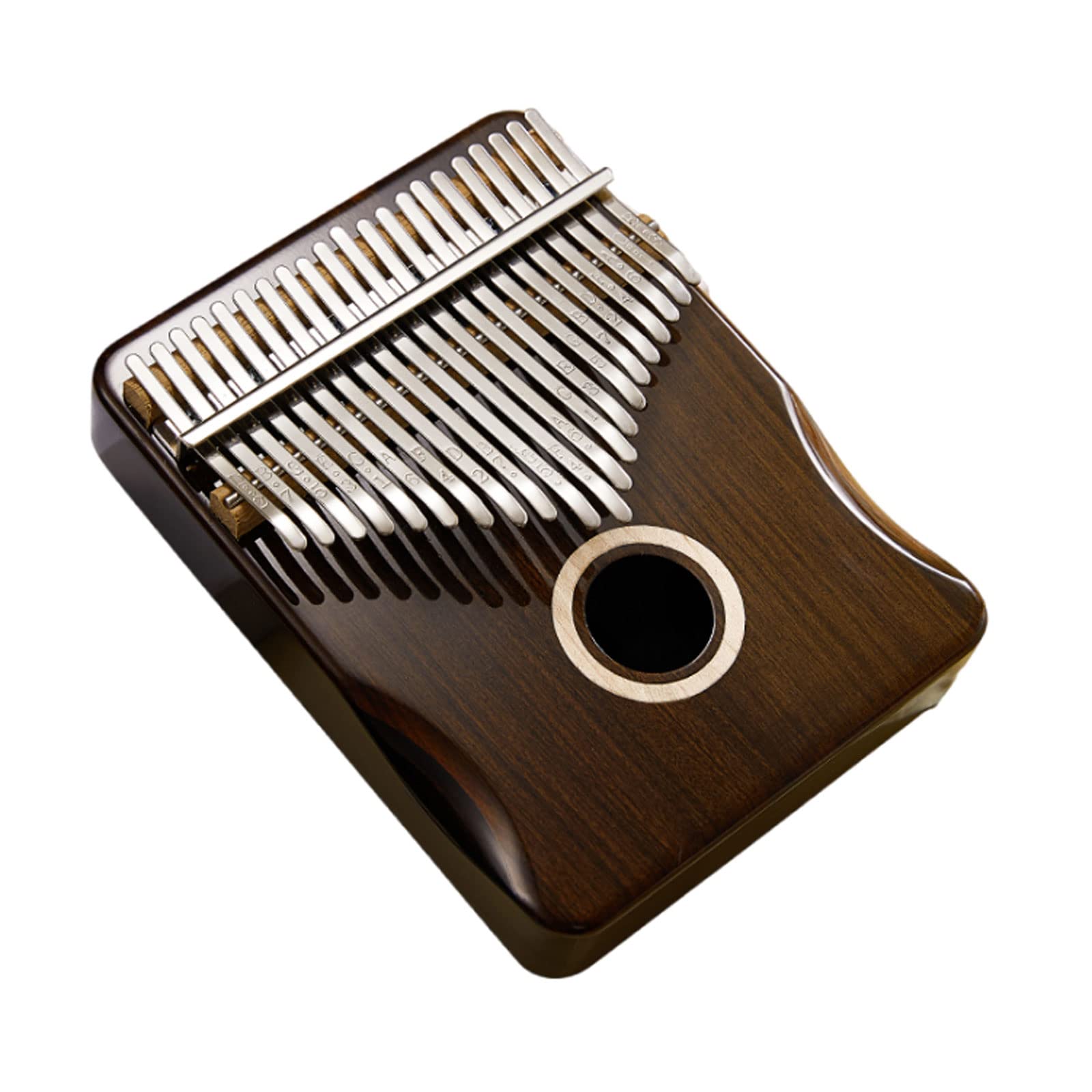 Exquisiter Klang Daumenklavier mit 17 Tasten, 21 Tasten aus Holz, Mahagoni-Körper, Metalltasten, Button-Down-Bend-Design, tragbares Musik-Keyboard Einfach zu Spielen