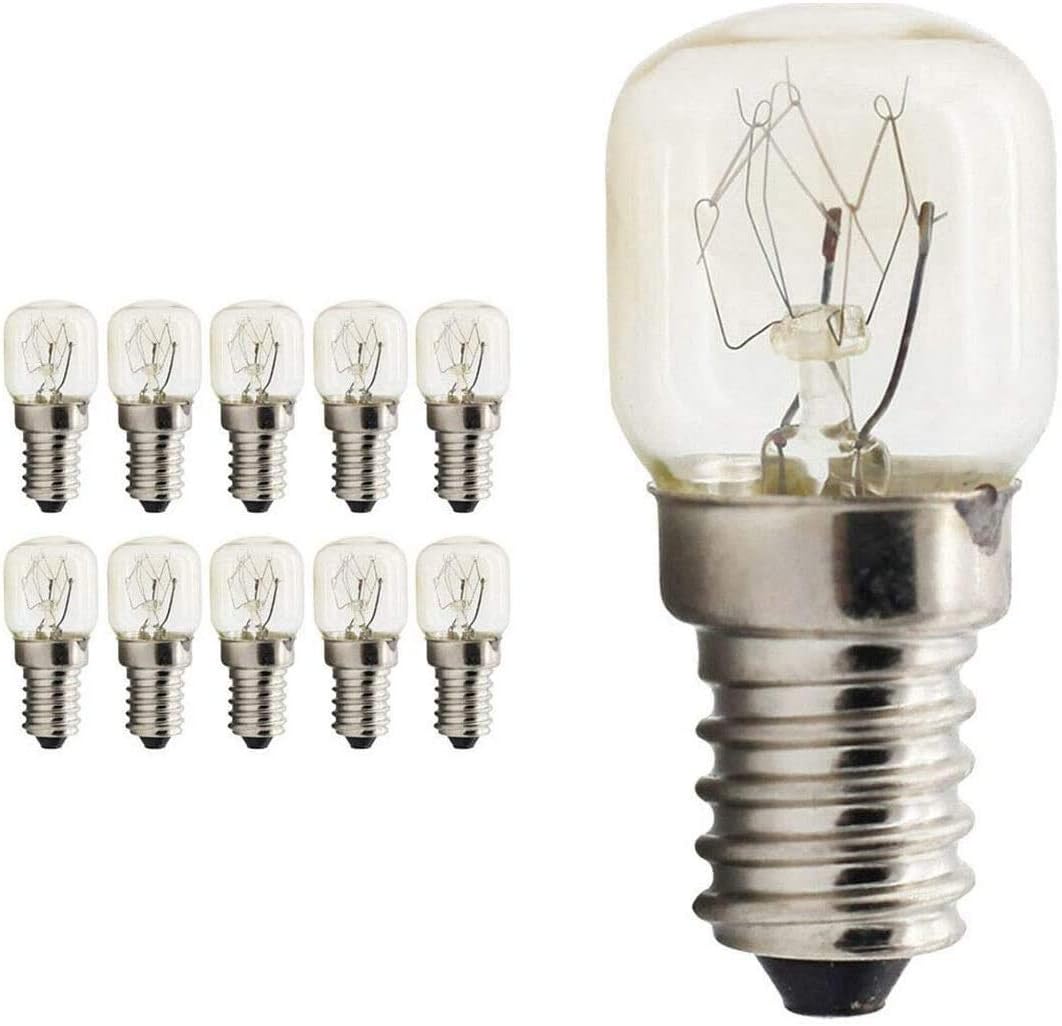 10pcs Appliance Oven Bulbs Replacement Bulbs for Salt Lamps & Incandescent Lights E14 Base Clear Oven Lamp Bulb Heat Resisting High Temperature 300℃ 25W 220-240V