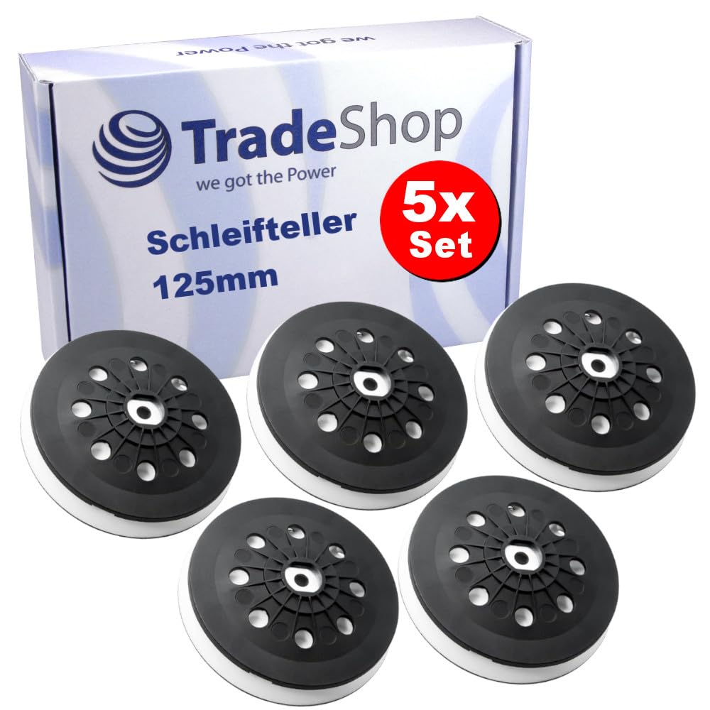 Trade-Shop 492286 - Juego de 5 discos de lija (125 mm, compatibles con Festool ETS EC 125, LEX 125, Lijadora orbital equivalente a ST-STF-LEX 125/90/8-M8 W-HT)
