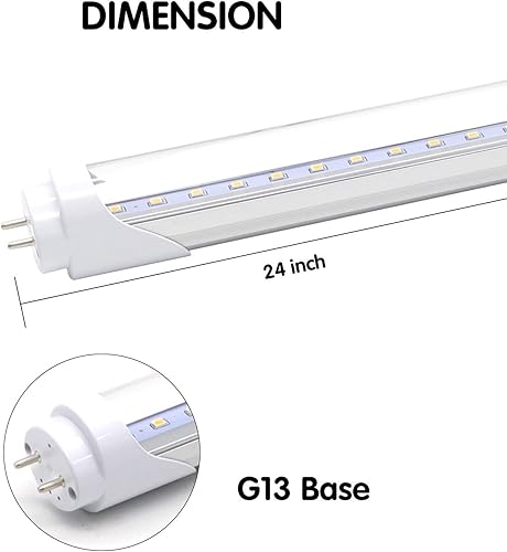 Miniatura 10 de Tubo de luz LED T8 T10 T12 de 2 pies, repuesto LED de 8 W para bombilla fluorescente de 24 pulgadas, equivalente a 20 W, 1120 lm, 5000 K luz blanca