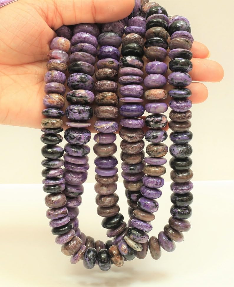 Perles en charoite naturelle 11-15mm idéales pour fabriquer un collier - 6