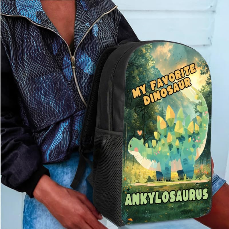 Ankylosaurus Forest Sunrise Backpack for Boys with Cute Dinosaur Hand Drawing Lunch Box Set Elementary Kids Bookbag with Lunch Bag/Rucksack Primary School Kids Pencil Box4