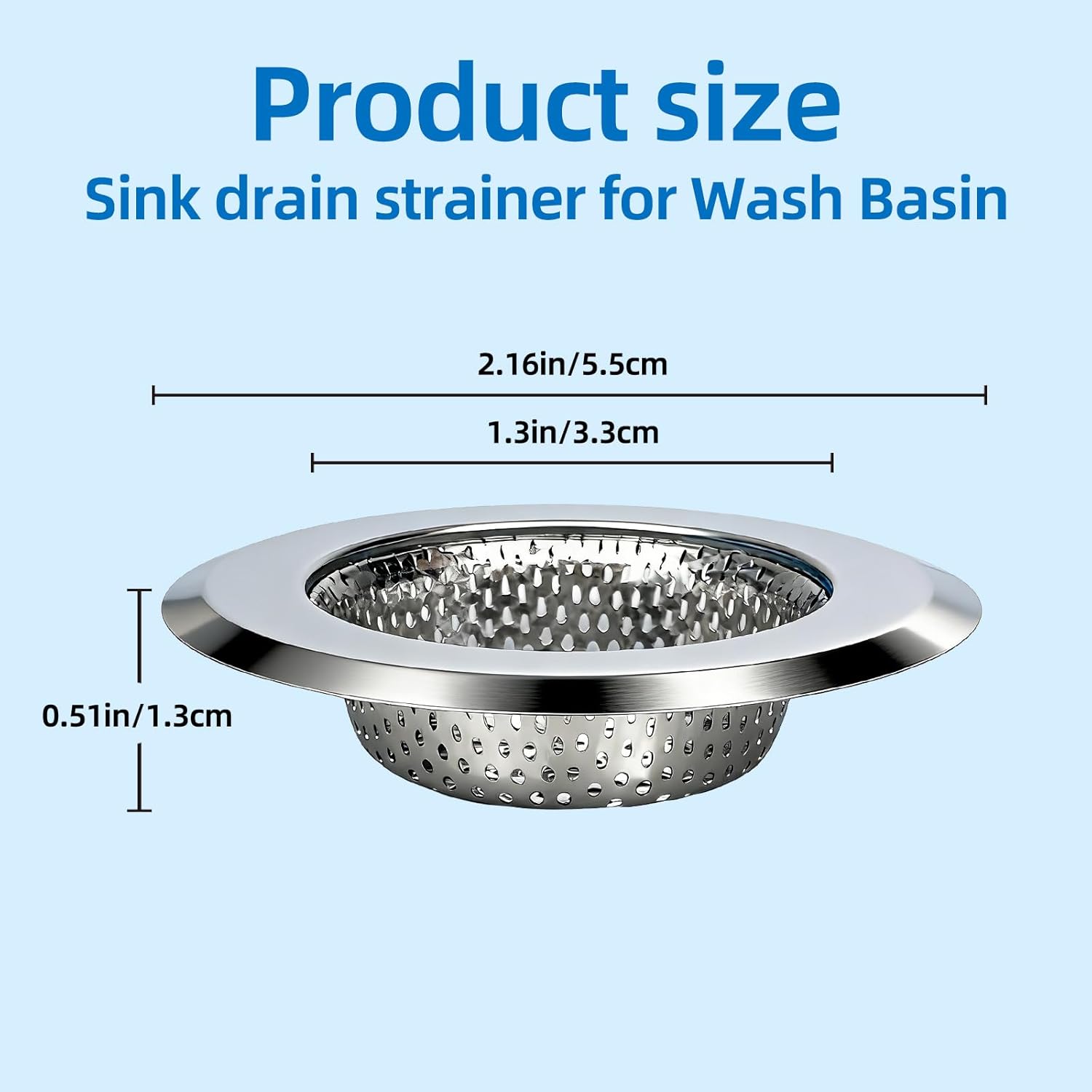 Diameter 2.16in Stainless Steel Sink Drain Strainer for Wash Basin，Bathroom Sink，Shower Drain Hair Catcher，Bathtub Drain Hair Catcher