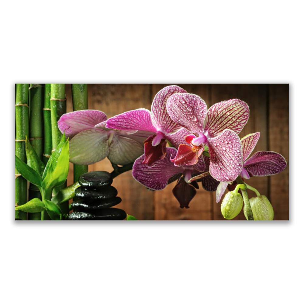 Déco Mural Moderne Design Tulup en Verre Trempé 120x60 Motif Fleurs