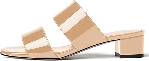 Miniatura 2 de WAYDERNS Sandalias de dos piezas con puntera abierta para mujer, puntera redonda, color sólido, casual, bloque de datación, tacón bajo grueso,