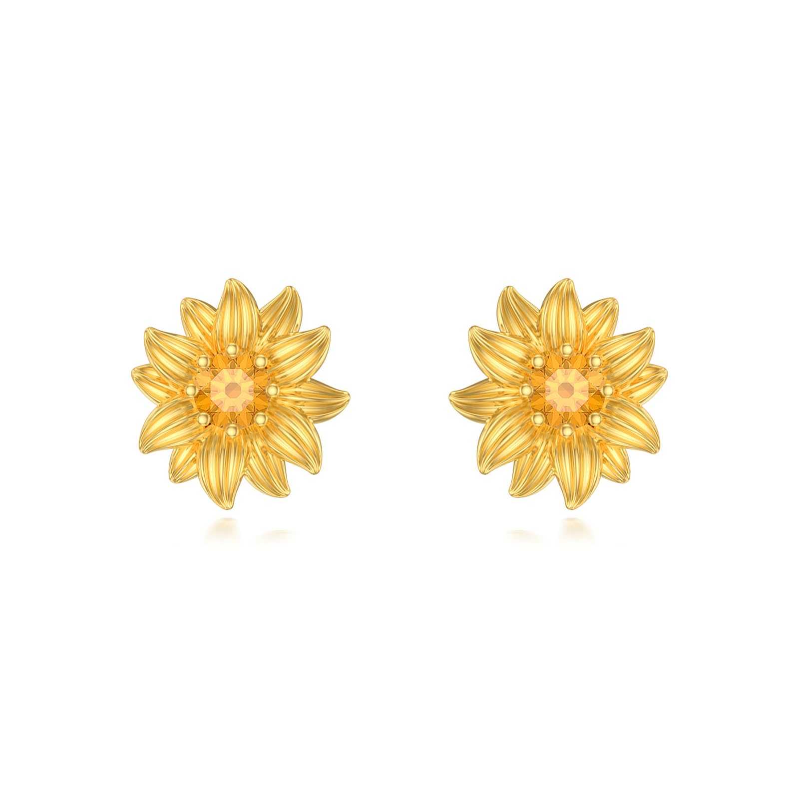 Ohrstecker mit Sonnenblumen-Motiv natürlicher Citrin 925er Sterlingsilber vergoldet You Are My Sunshine Sonnenblumen-Ohrring für Damen