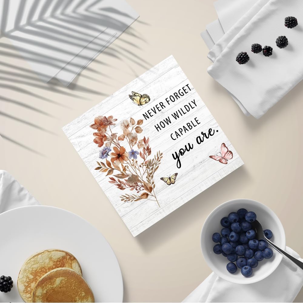 Floral Butterfly Wooden Box Sign, Inspirational Wood Signs for Desk image 4