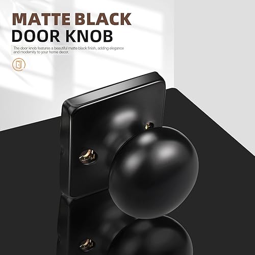 Miniatura 10 de GOBEKOR Paquete de 8 perillas para puerta de paso, perillas interiores para puerta de armario color negro mate con cerradura, perillas de puerta