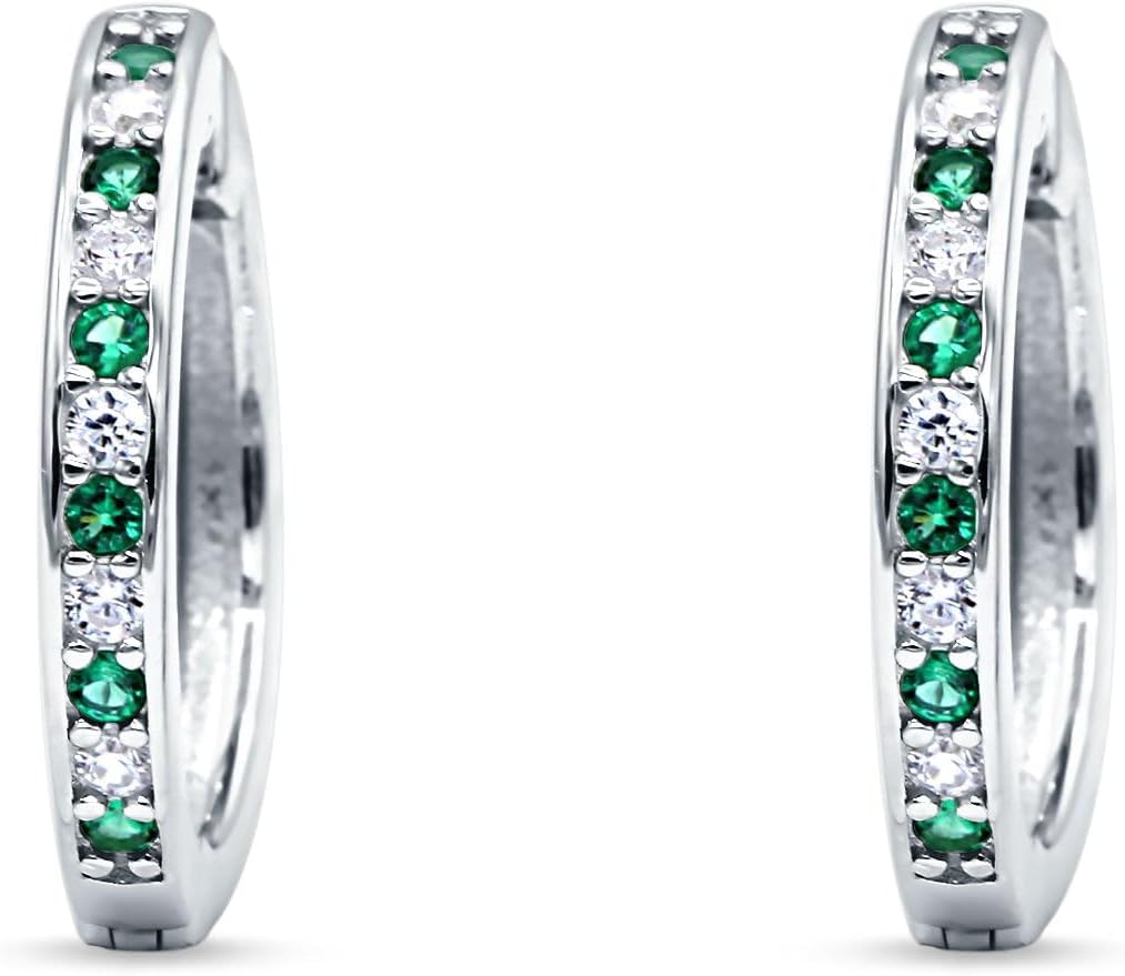 Minimalist Post And Click Backing Anniversary Boho Huggie Hoop Earrings Cubic Zirconia 925 Sterling Silver