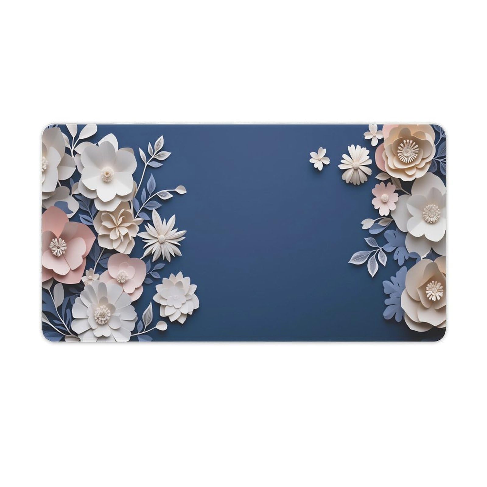 Floral Large Mouse Pad 16"×30" inch Extended Gaming Mousepad Desk Mat Long Computer Keyboard Non-Slip Base Stitched Edges for Home Office Work