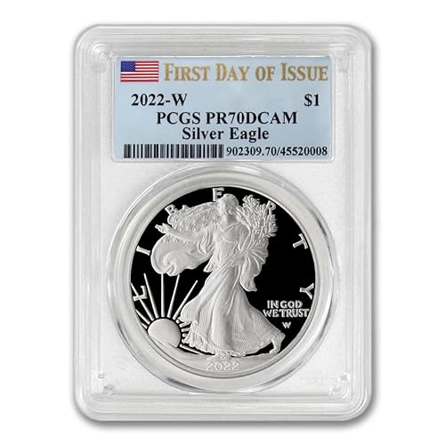 Miniatura 2 de 2022 W 1 oz Proof American Silver Eagle PR-70 Deep Cameo (PR70DCAM - First Day of Issue - Flag Label) $1 PCGS Mint State