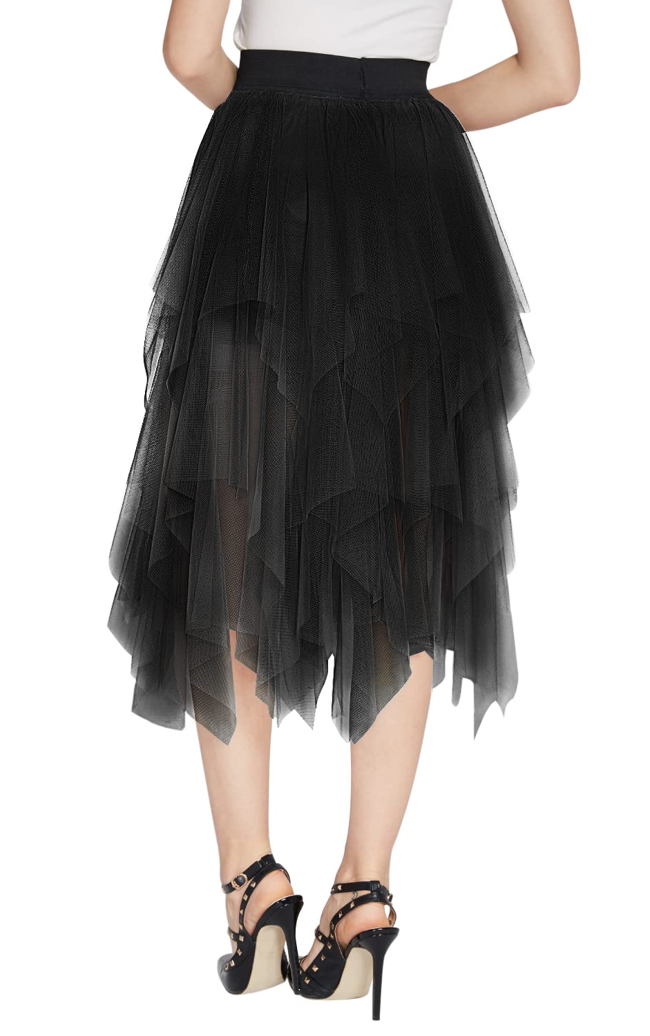 EXCHIC Jupe en Tulle élégante en Maille pour Femme - Noir - Taille S