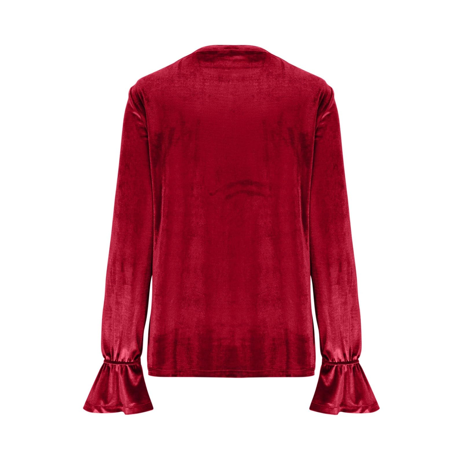 KHIRVWL Top Donna Elegante in Velluto Unito Maniche Lunghe Tops Pizzo Maglietta con Glitter Sexy Taglie Forti Camicetta Brillantini Maglia da Sera Curvy Camicia Oro per Feste e Serate