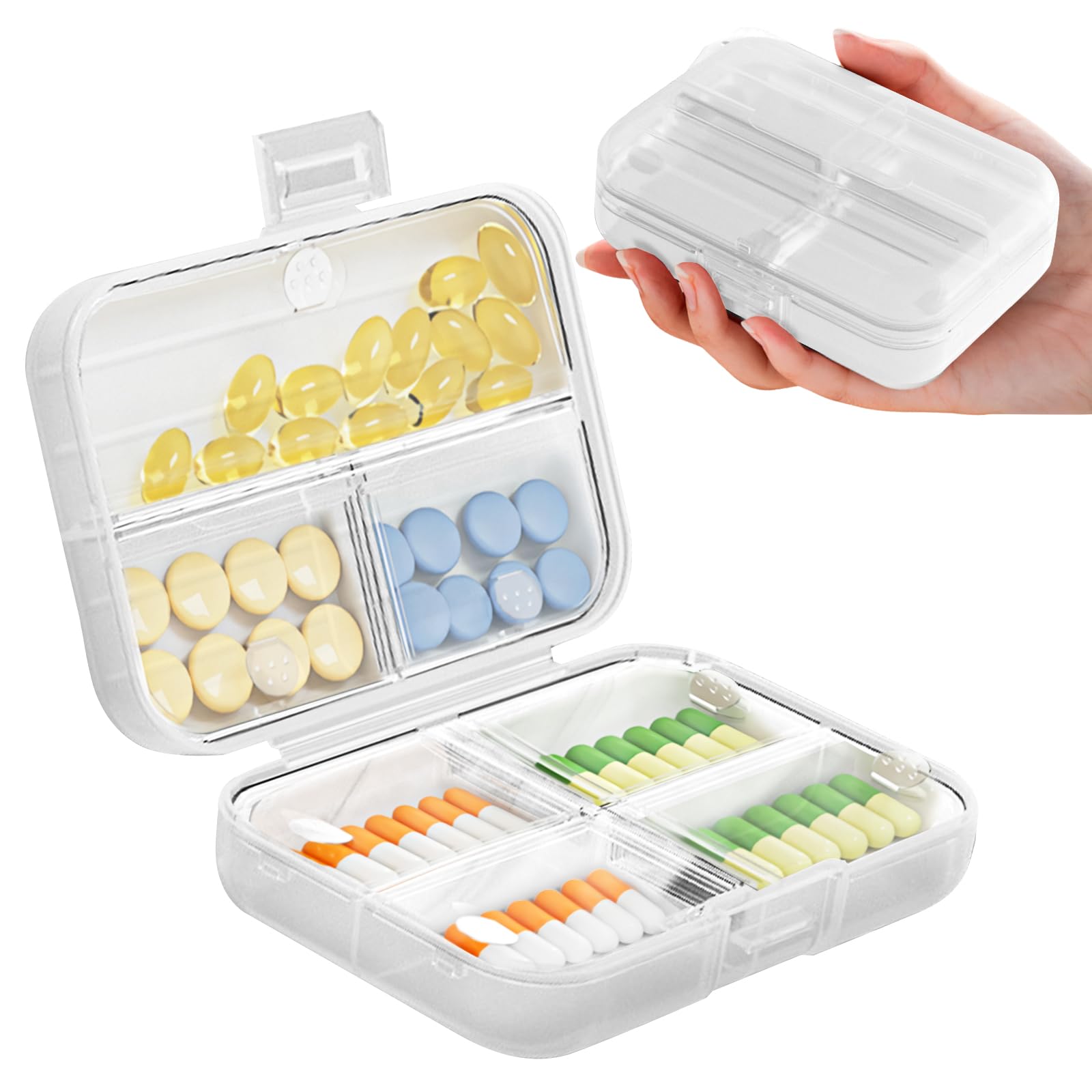 Tantanle 7 Day Pill Organizer with Snap-Lock Leakproof Design - Portable Travel Pill Case for Pills, Vitamins, Supplements, BPA-Free Mini Medicine Box
