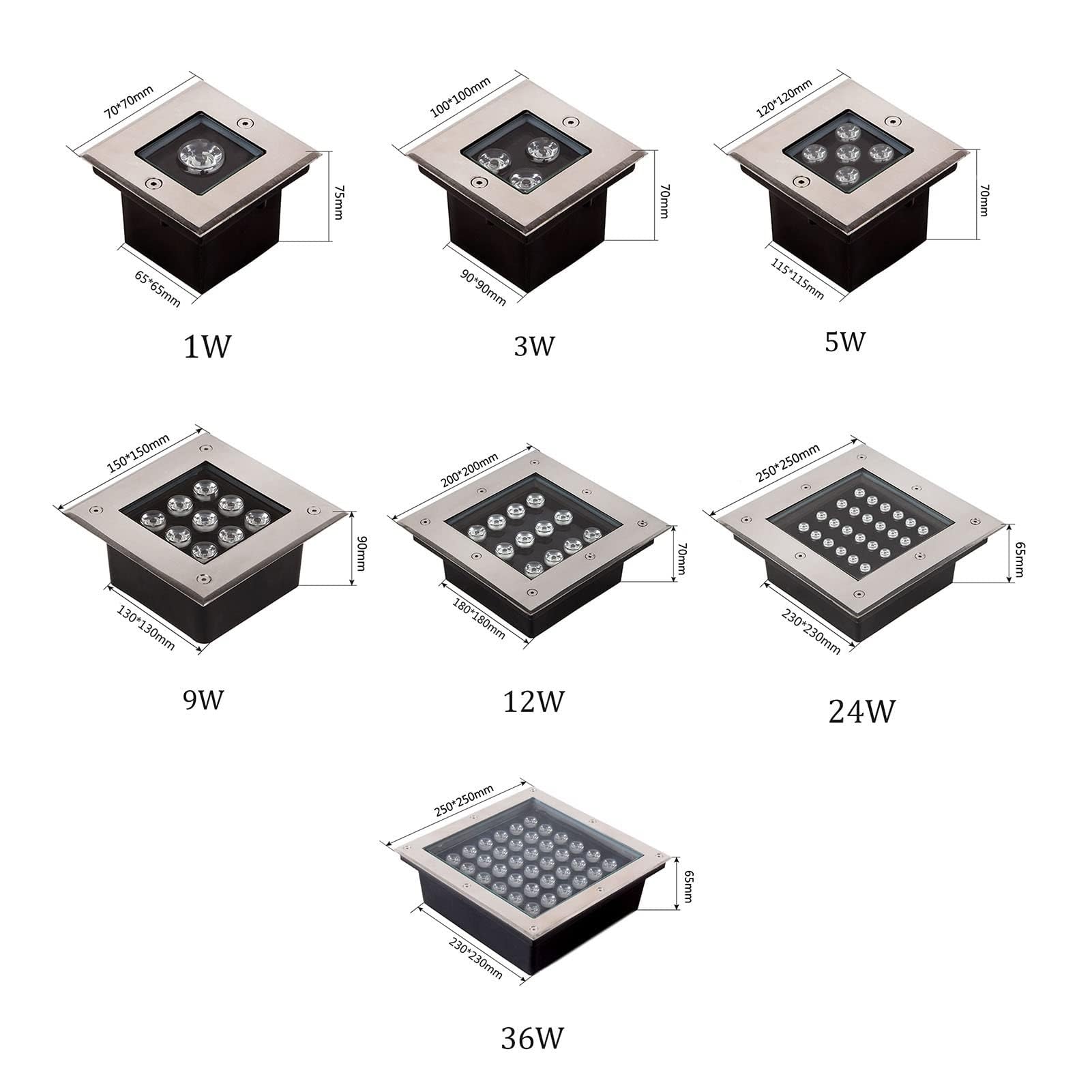 Foco Led Empotrable Suelo - Focos De Suelo Led Para Exterior, Luces De Paisaje De JardíN AC85-265V A Prueba De Agua IP65/LáMpara SubterráNea Led Enterrada Cuadrada, Para Exteriores/Escaleras ( Color :