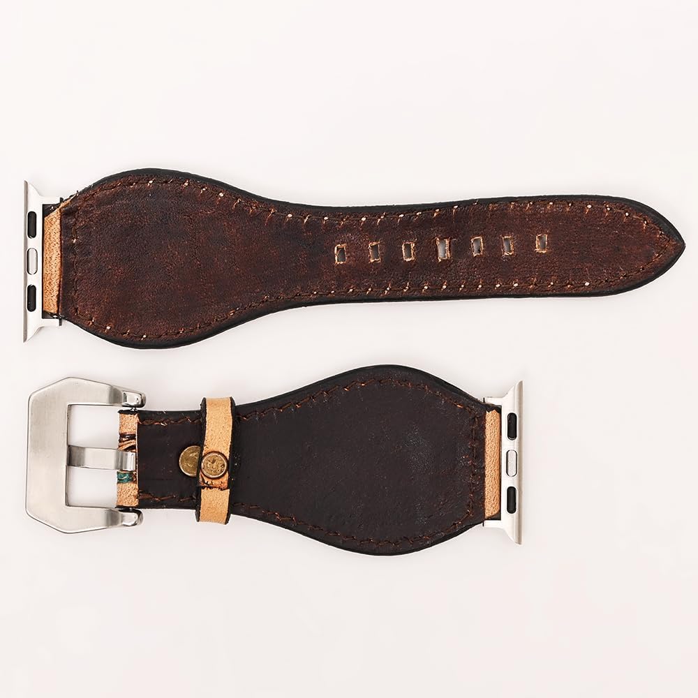 American Darling Floral Hand Tooled I Watch Men Women Genuine Leather Strap