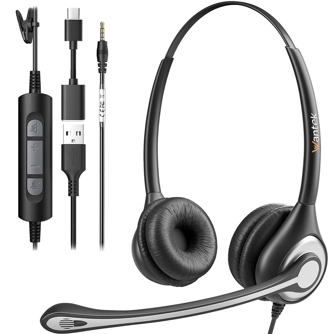 Wantek Casque USB avec Micro Léger on Ear