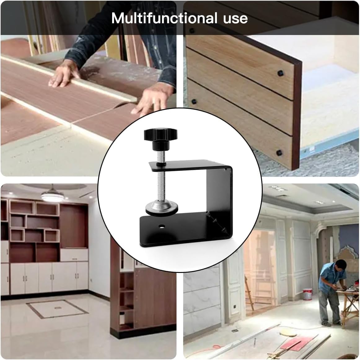 Drawer Front Installation Clamps, Cold-Rolled C Clamps for Woodworking, Door Installation Tools and Cabinet Tools with Protective Pads (1 Pcs)