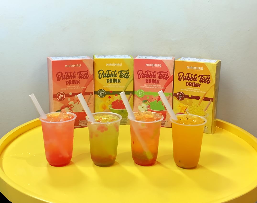 MiruMiru - Bubble Tea Kit - Perla di Mango & nettare di Frutta della Passione e Tè Oolong, Bevande e cannucce incluse (2 bevande)