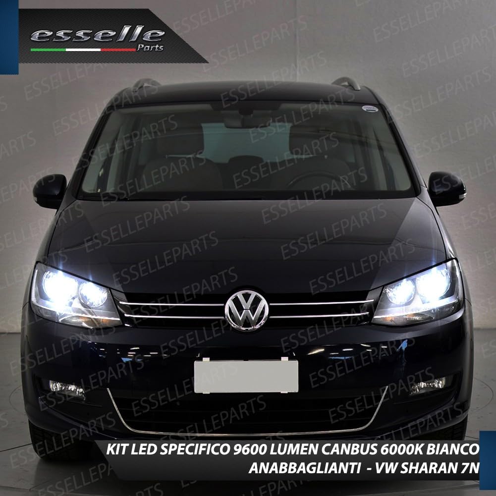 Kit Full LED H7 CANBUS per VW Sharan 7N 6000K Bianco Ghiaccio 9800 Lumen – Portalampade e Centraline Integrate – Plug & Play No Errori – Alta Luminosità