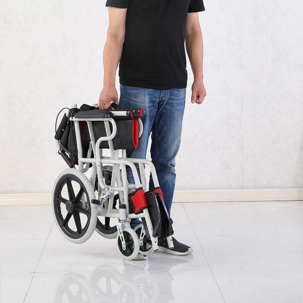 CLoxks Sedia a rotelle,Sedia da Viaggio Puntura Colsion Anziani Disabili Scooter Passeggino Manuale Trasporto Toilette Pieghevole Portatile Ausili per la deambulazione