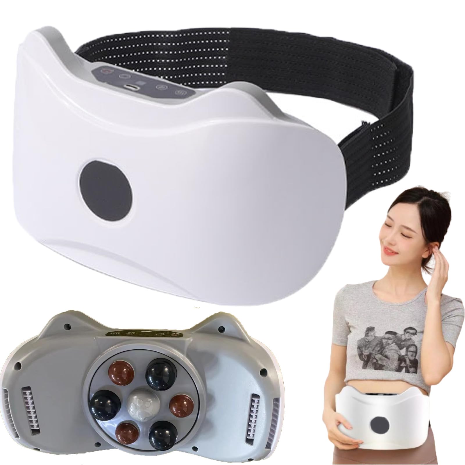 Masajeador abdominal inalámbrico eléctrico para quema de grasa y digestión, masajeador de celulitis del vientre, cinturón de masaje de vibración ajustable para perder peso (1Set)