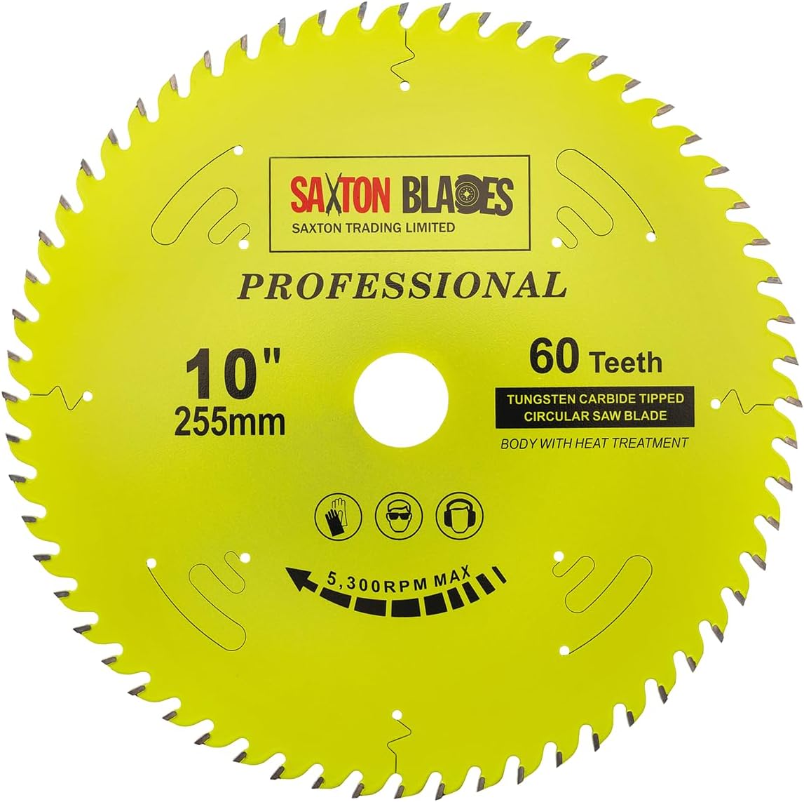 TCT25560TPRO Saxton Professional Range TCT Circular Saw Blade 255mm x 60T x 30mm Bore, 16, 20, 25, 25.4mm Reduction Rings Compatible with Evolution Bosch Makita Dewalt etc