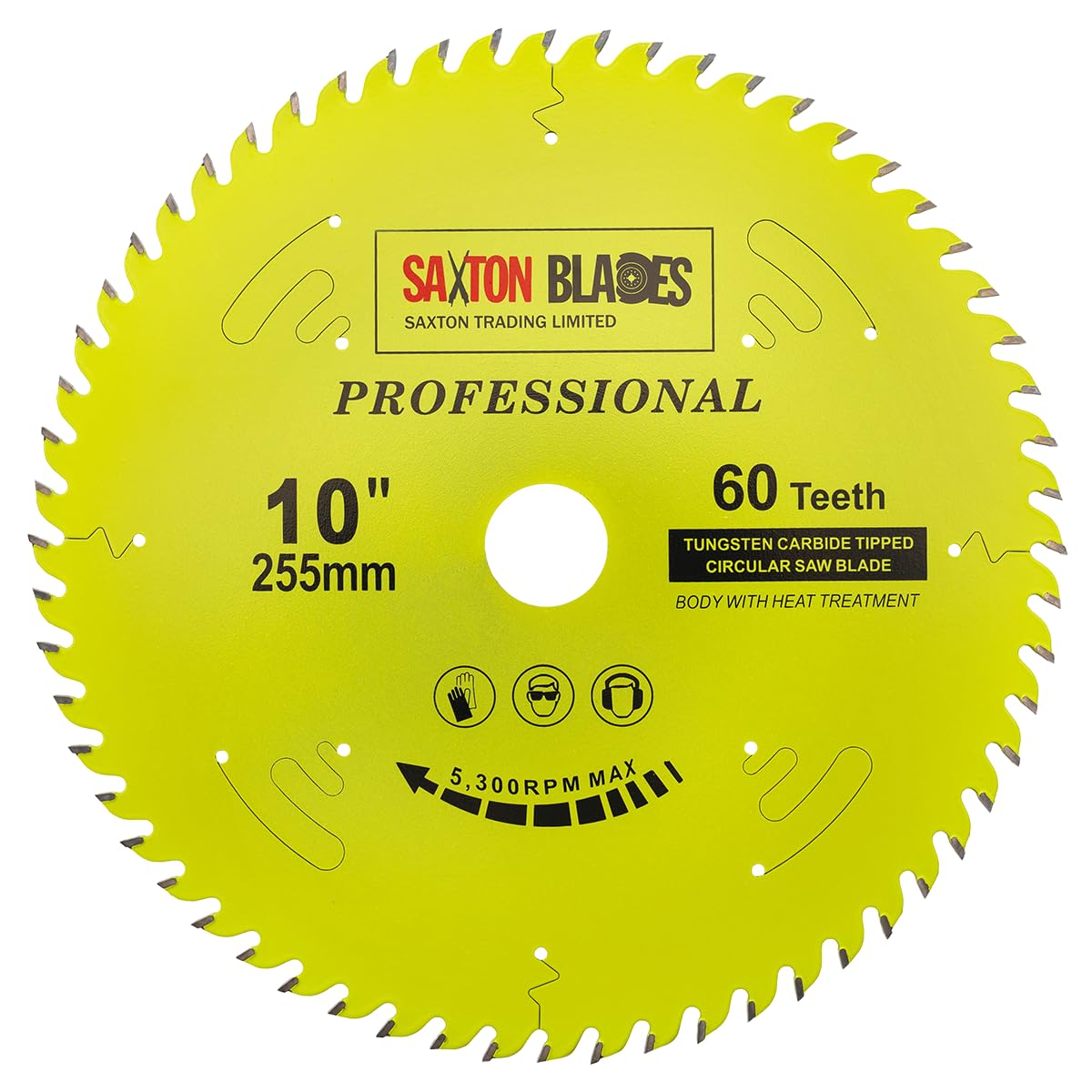 TCT25560TPRO Saxton Professional Range TCT Circular Saw Blade 255mm x 60T x 30mm Bore, 16, 20, 25, 25.4mm Reduction Rings Compatible with Evolution Bosch Makita Dewalt etc