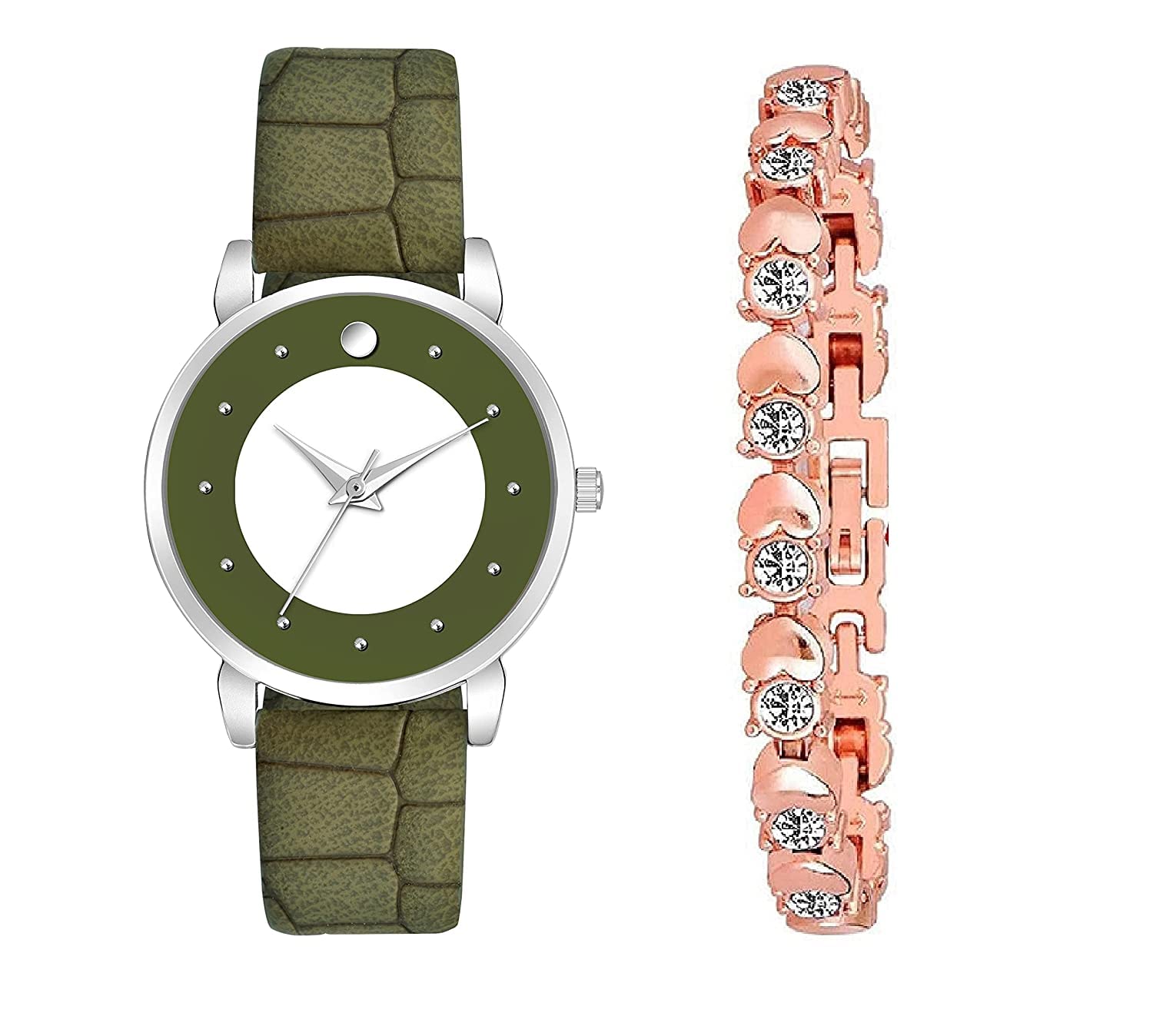 Watch City Analogue Watch Attractive Dial Strap | Green Watch with Rose Gold Braclet | Green Watch for Womens and Girl’s (B09X2W6MBV) Amazon Price History, Amazon Price Tracker