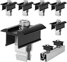 Pack of 6 Centre Clamps, Black, Adjustable Solar Panel Connectors, Module Clamps, Solar Photovoltaic Clamps, Solar Module Holder, Centre Clamp Mounting, PV Module for Framed Module Height 30