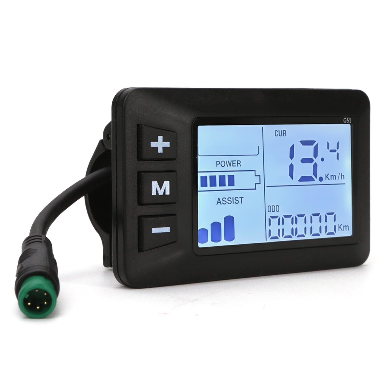 G51 E-Bike Display Controller 5 Pins LCD Color Screen Intelligent Electric Bike Control Panel for 24V 36V 48V System, Wireless Speedometer Odometer Monitor for Scooter Accelerator Waterproof Connector