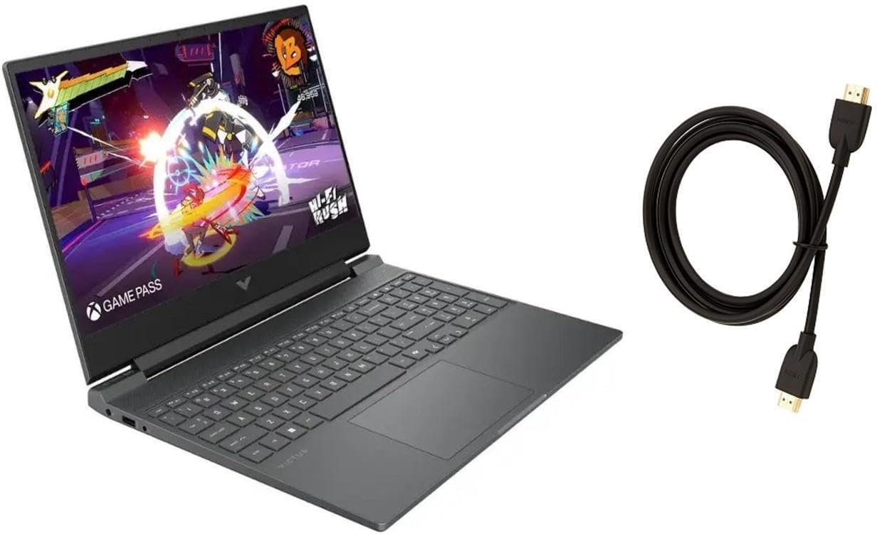 HP Victus 15.6インチ 144Hz フルHD ゲーミングノートパソコン | Intel Core i5-13420H | NVIDIA GeForce RTX 3050 | Copilot | バックライト| シルバー | 8GB RAM | 512GB SSD | Windows 11 Home | HDMIケーブル付きバンドル