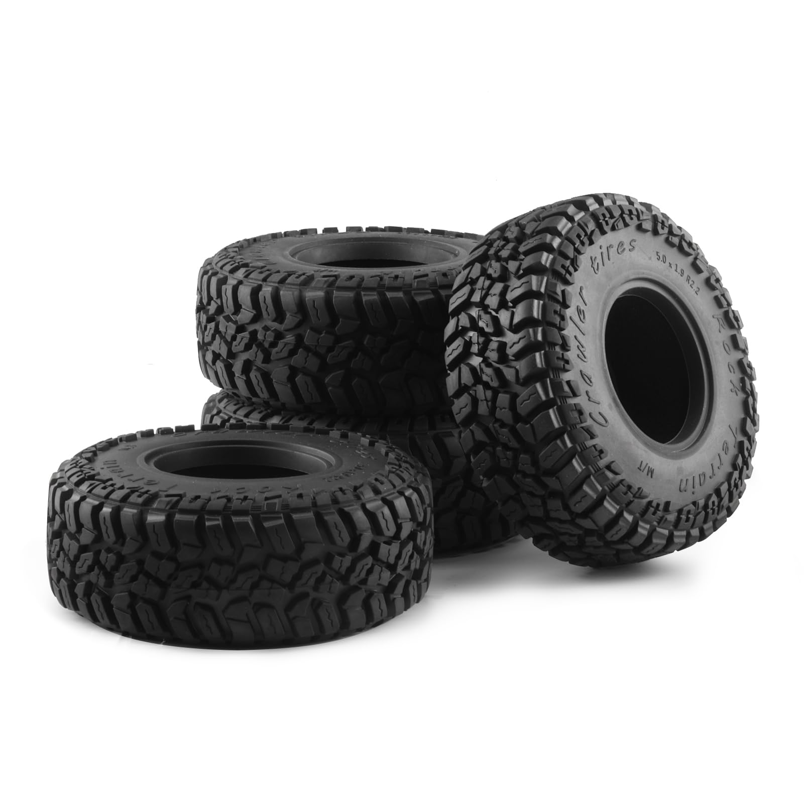 SHALUOMAN 4PCS Crawler Tires with Foam for RC 1:10 On Road Car 5'' 2.2''Soft Rubber Tires for Axial SCX10 90047 SCX10 III SCX10 Pro AXI03007 Redcat Gen8 TRX-4 (4 pcs)