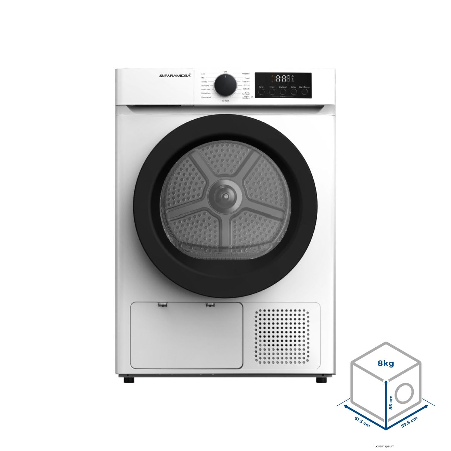 PYRAMIDEA Asciugatrice Capacità 8 kg Classe Energetica E Colore Bianco DRM008W