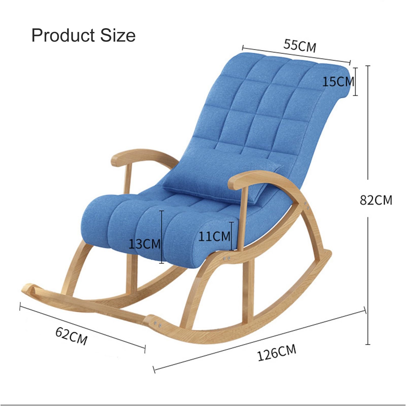 Mecedoras de madera tapizadas para interiores con respaldo alto, sillón cómodo para balcón, porche, patio, soporta 400 libras