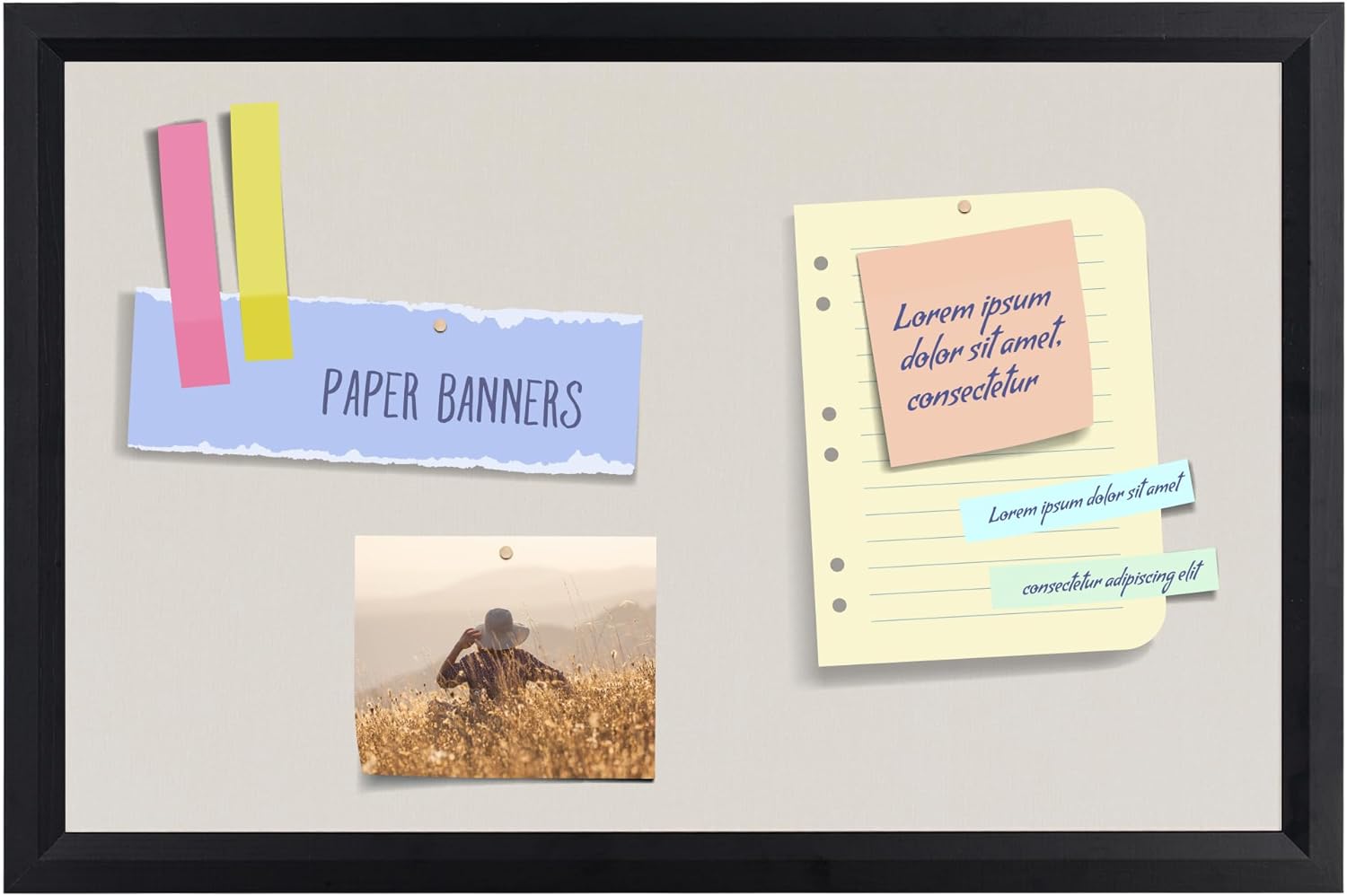 Bulletin Board Cork Board with Linen, 100 Wood Framed 30