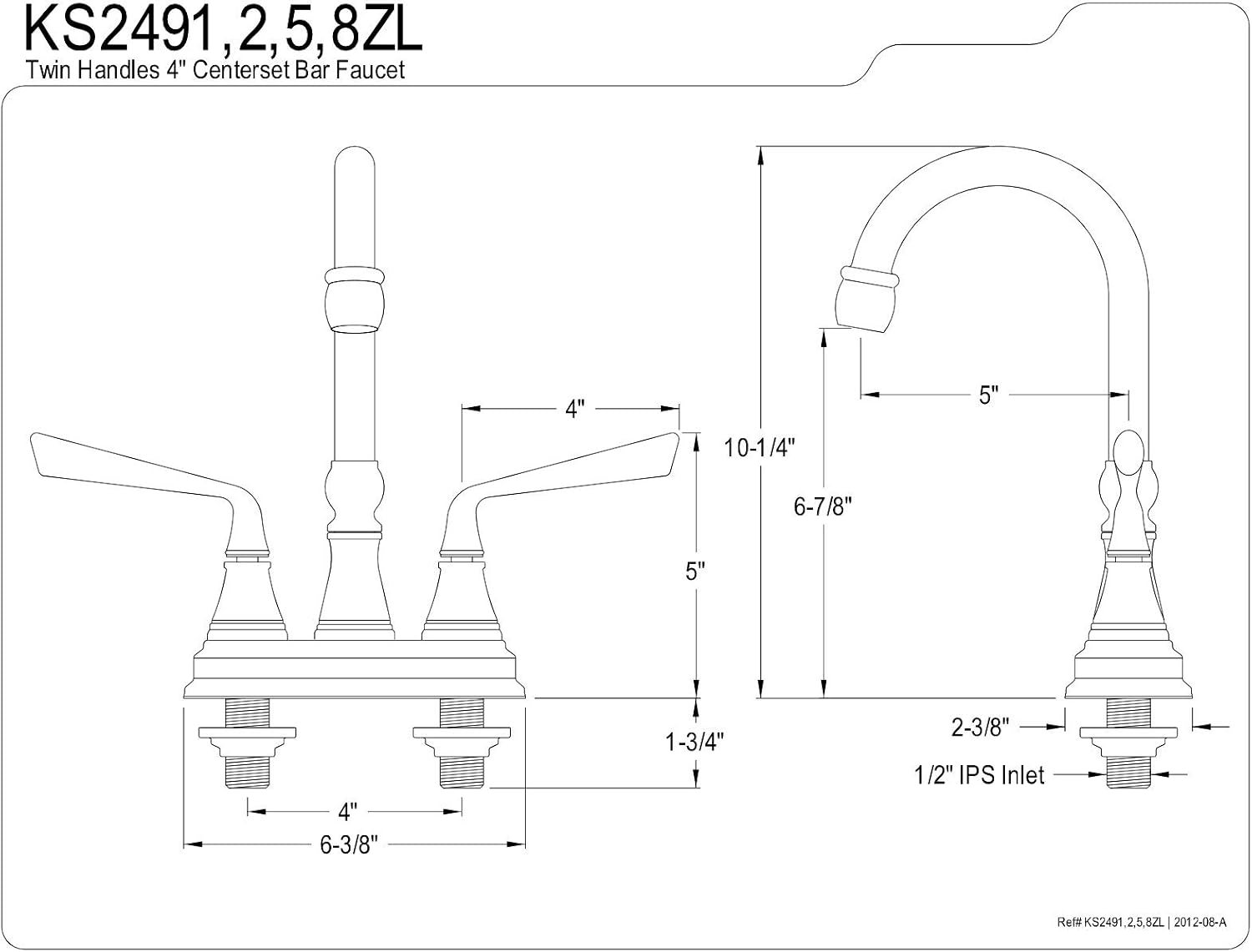 Kingston Brass KS2498ZL Silver Sage ADA Bar Faucet, Brushed Nickel