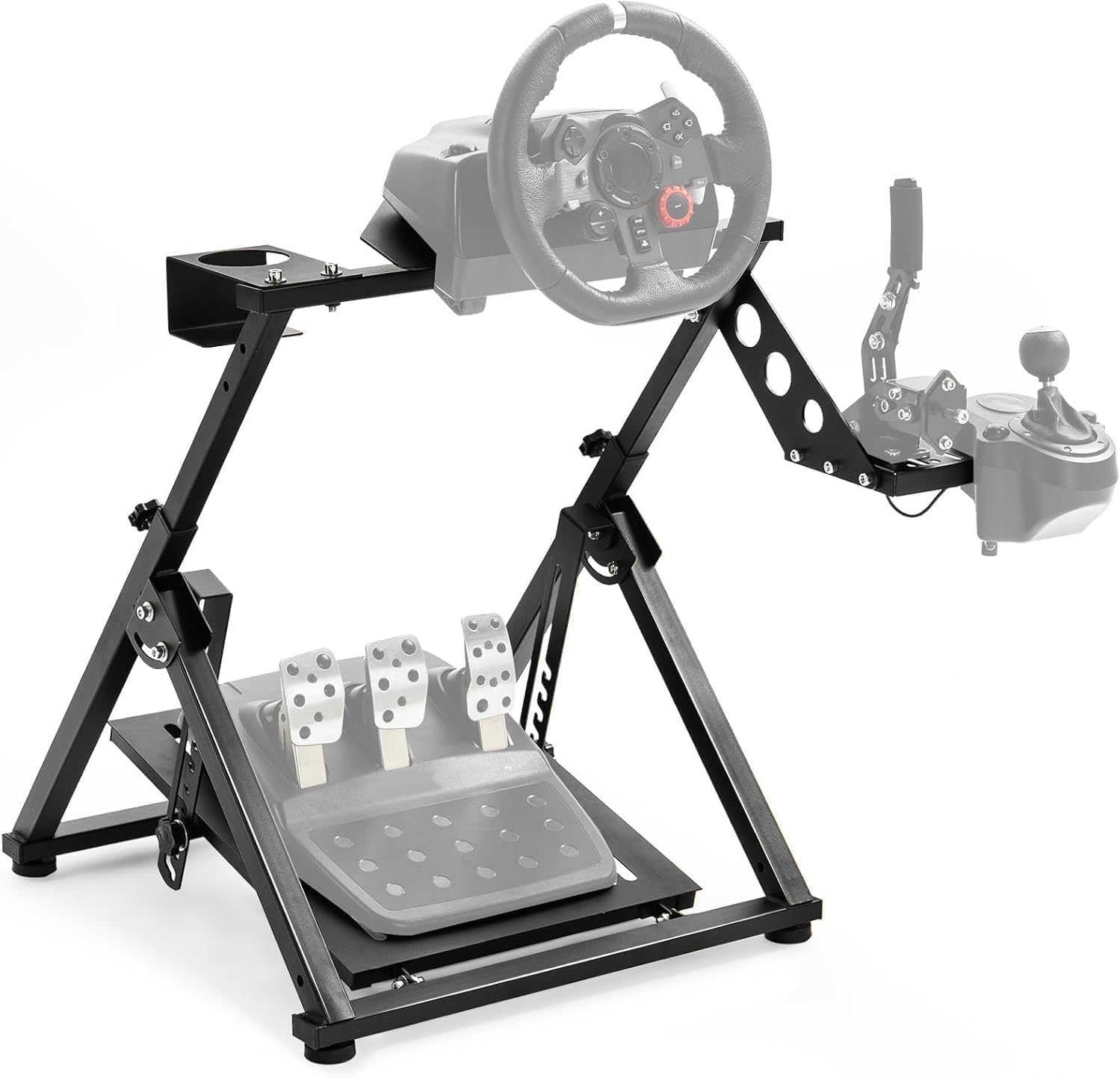 Dardoo Foldable X PRO Racing Wheel Stand Adjustable with Shifter Upgrade, Steering Wheel Mount Fit for Logitech G25 G27 G29, for Thrustmaster Simulator Cockpit,Wheel,handbrake and Pedals Not Included