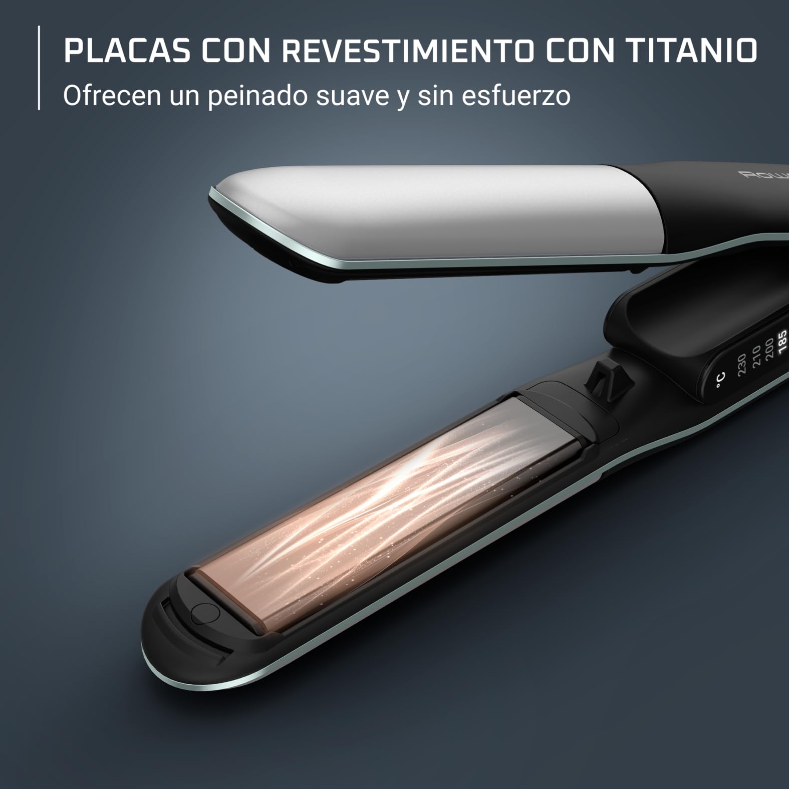 Rowenta Thermostyle, Plancha de Pelo Iónica 2 en 1, Revestimiento de Titanio y Cerámica, Alisado y Rizado con Resultados Duraderos, Temperatura Ajustable hasta 230°C, SF7120