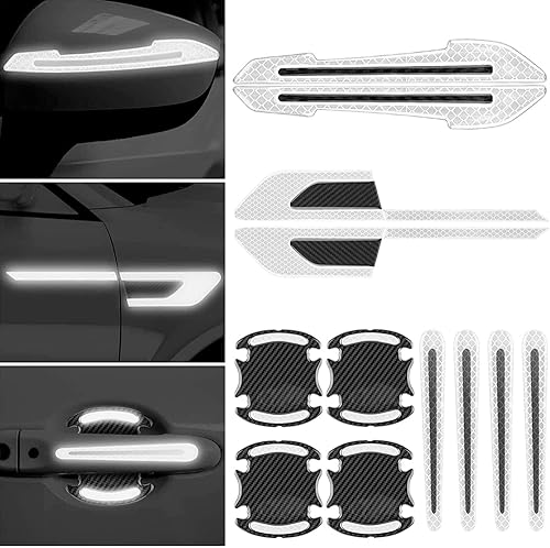 JINYUNDUOSP Juego de 12 calcomanías reflectantes para automóvil, espejo retrovisor, calcomanías reflectantes de advertencia para el costado del