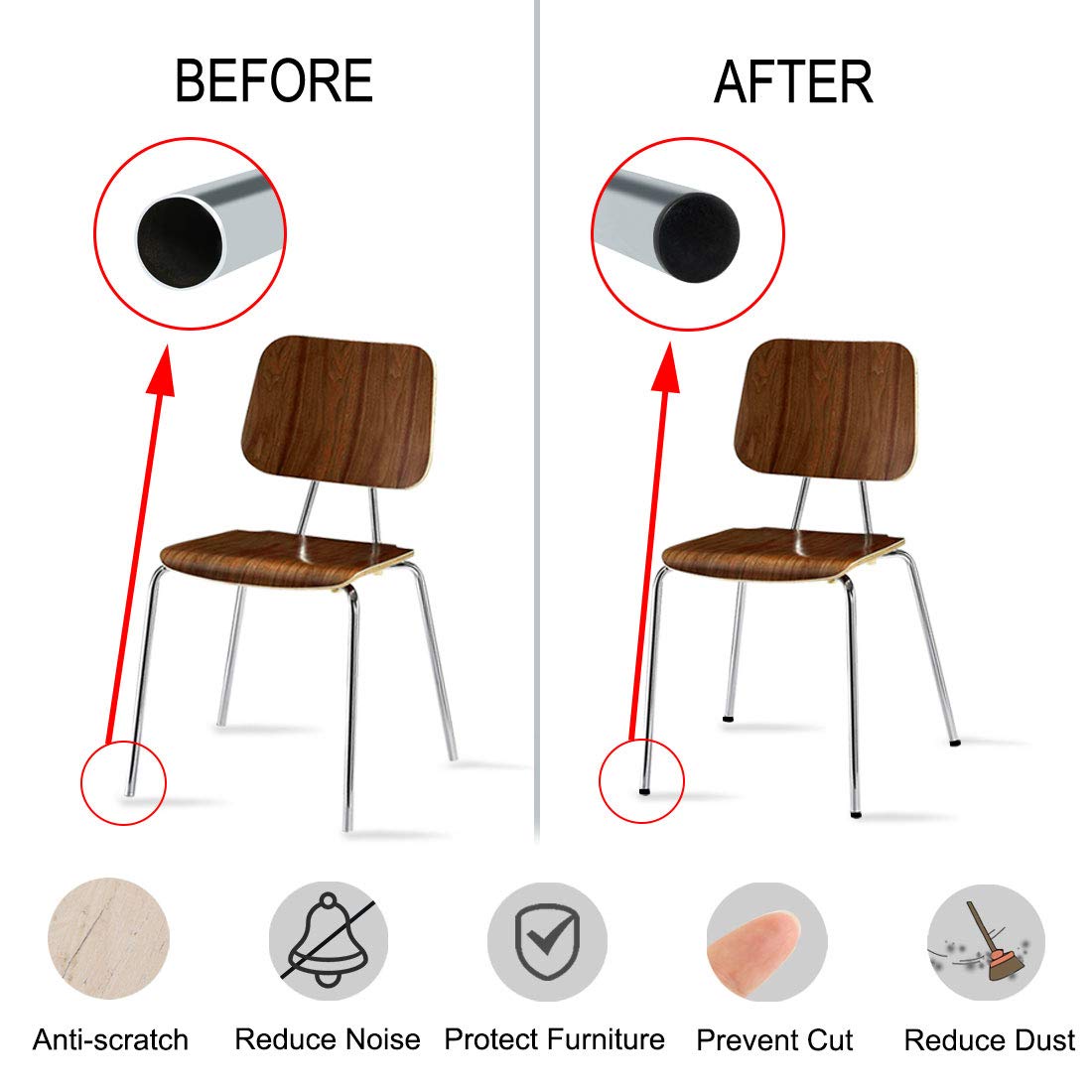 uxcell Plastic Plug End Caps 20mm Round Furniture Table Chair Legs 10Pcs — view 4