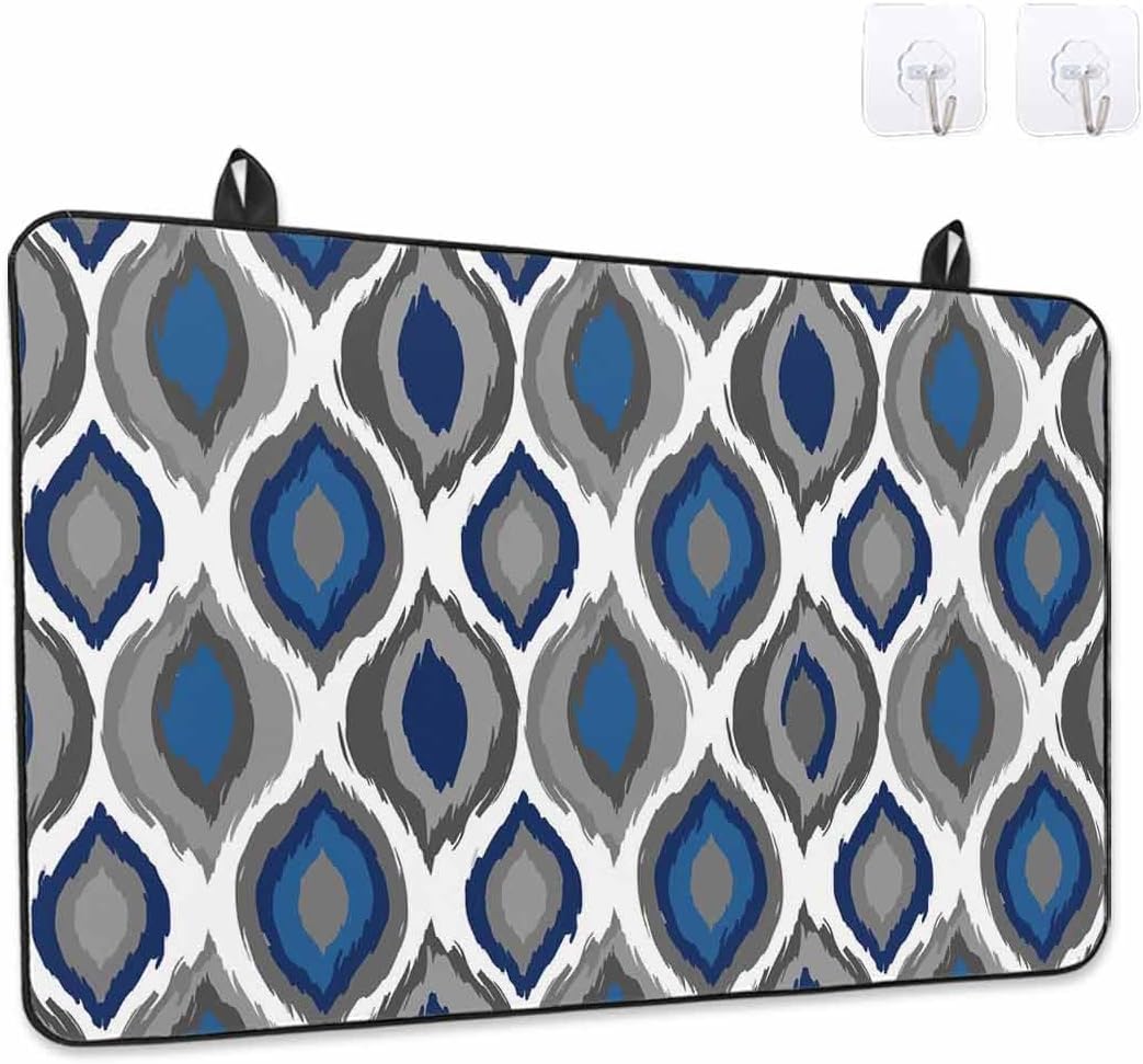 Stove Top Cover Modern Diamond Pattern Stove Cover for Electric Stove Top Blue Geometric Lines Glass Cooktop Covers Anti-Slip Mat Heat R esistant Countertop Protector Kitchen Decor 28.5"x20.5"