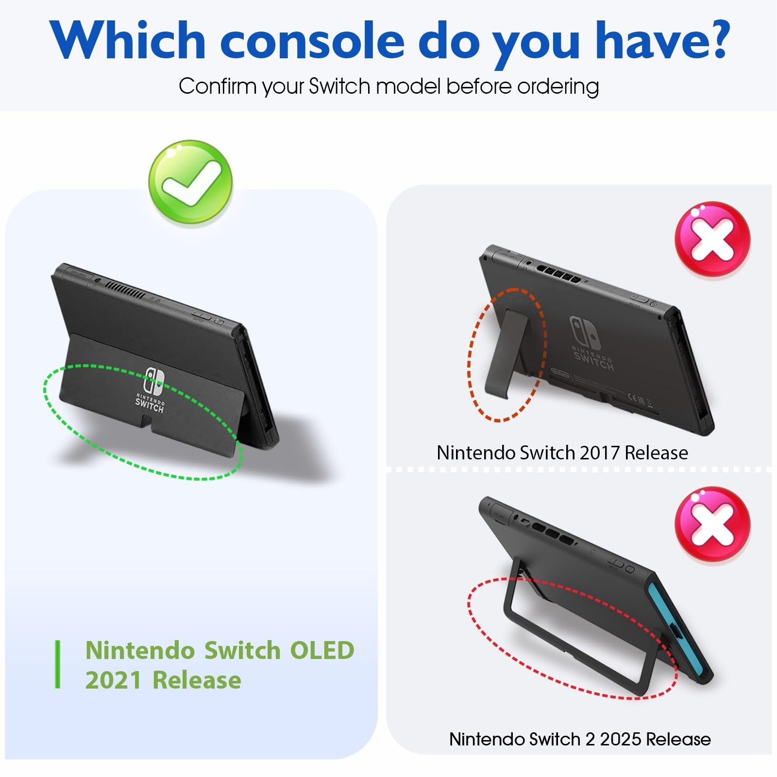 COMCOOL Funda acoplable para Nintendo Switch OLED, protección contra caídas de grado militar de 9 pies, con protector de pantalla de vidrio templado, bonita funda protectora Kawaii para Nintendo