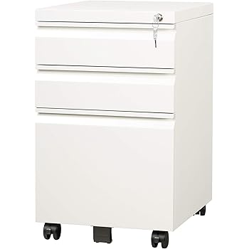Amazon Com Devaise 3 Drawer Mobile File Cabinet With Lock Fully Assembled Except Casters Letter Legal Size White Furniture Decor