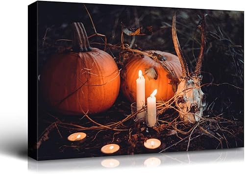 BANHUA1 Decoración de pared de calabaza de Halloween, lienzo, arte de pared, pósteres para decoración del hogar, arte de pared, impresiones en