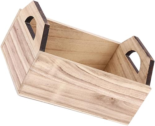 HEMOTON Elegante caja de bandeja de madera contenedores de almacenamiento para mesa de escritorio organizador de alimentos